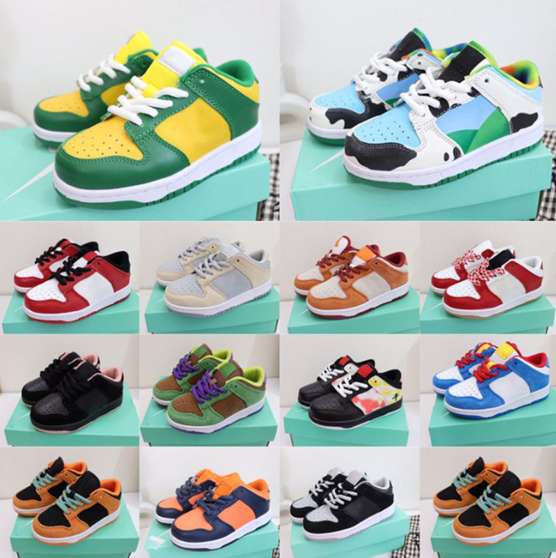 

Kids Shoes For Boy Girl Sports Black White Chunky Dunks Low Cows Trainers Boys and Girls Athletic Outdoor Sneakers Children Eur 26-35 TDKJ