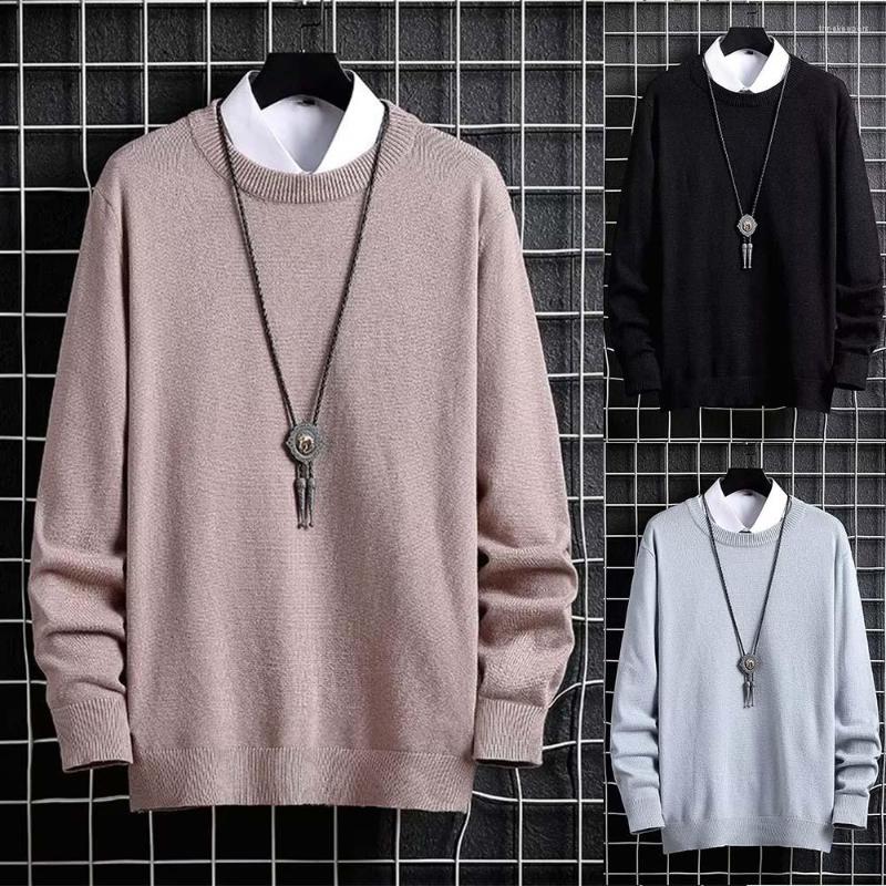 

Men's Sweaters Mens Casual Winter Autumn Plain Long Sleeve Crew Neck Korean Style Knitting Sweater Pullovers Jumpers Tops -2XL Clothing, Black