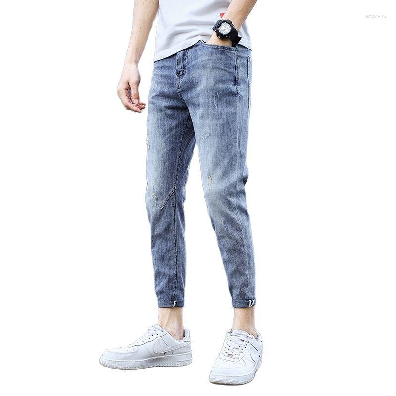 

Men's Pants Fashion 2022 Denim Jeans Men's Spring Thin Light-colored Korean Trendy Brand Stretch Slim Fit Long Teenagers Cowboy Pencil, Blue