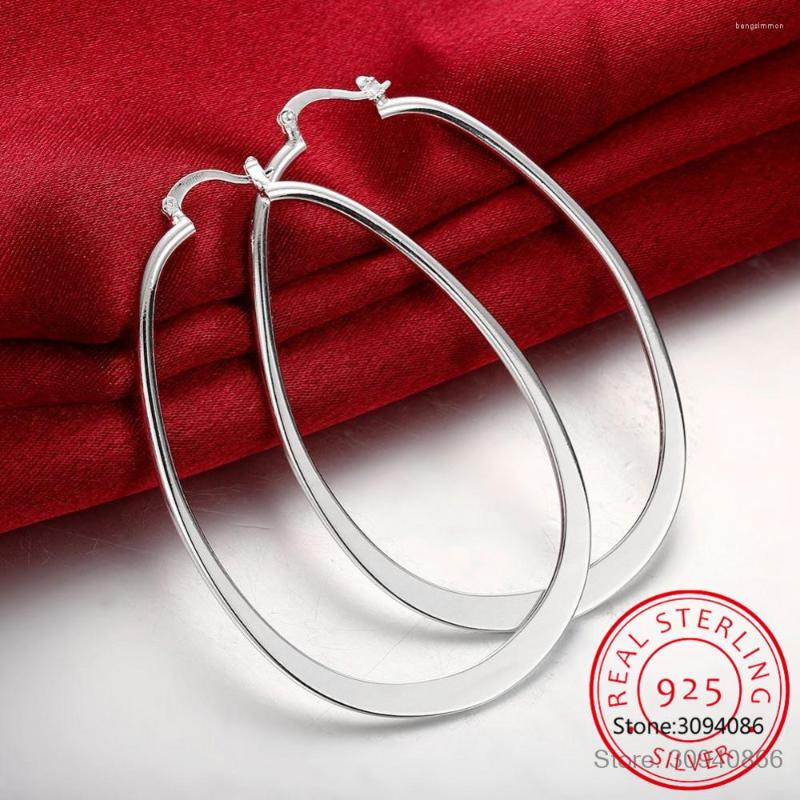 

Hoop Earrings LEKANI 925 Sterling Silver 68MM Smooth Round For Woman Gift Fashion Charm High Quality Wedding Jewelry