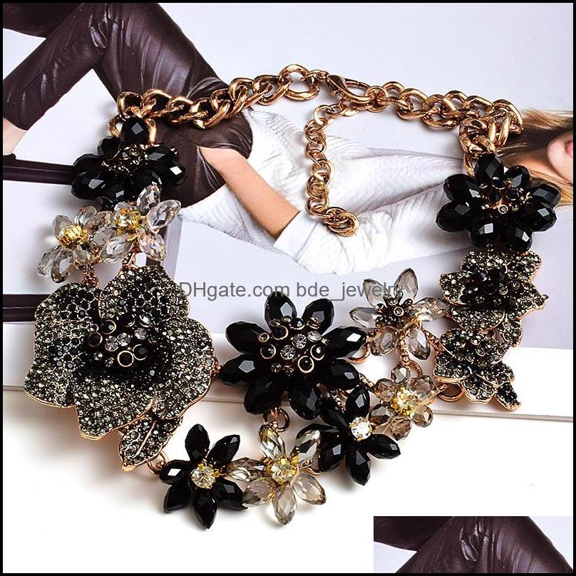 

Chains Chains Fashion Wedding Handmade Acrylic Colorf Crystal Rhinestones Necklace Big Flower For Women Dubai Bridal Jewelry Drop De Dhel5