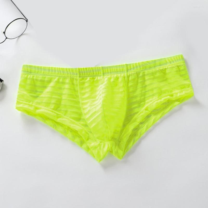 

Underpants Men's Panties Stripe Sheer Bikini Breathable Comfort G-String Underwear Boxer Briefs Slip Homme Low Waist, Black