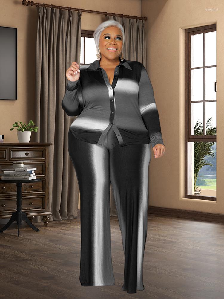 

Tracksuits -5XL Plus Size Women's Two Piece Set 2022 Autumn/Winter Print Polo Top Trousers Casual Pajama Wholesale Drop, Black