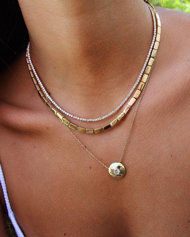 

Choker High Polish Rectangle Bar Charms Tennis Chain Necklace Pendant Fr Women Lady Party Punk Styles Jewelry Wholesale Bulk