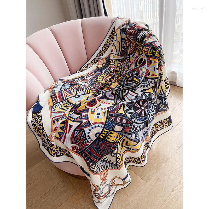 

Scarves KMS Scarf Shawl Hijab Women Luxury Silk Wool Autumn And Winter All-match Velvet Square 110cm