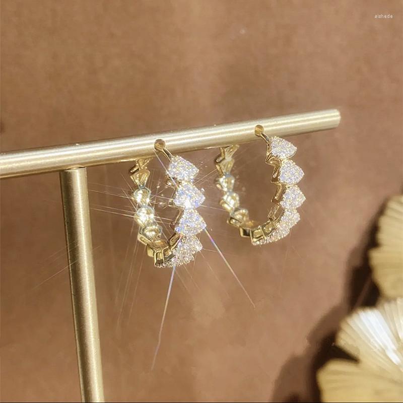 

Hoop Earrings Luxury Micro Pave Zirconia Triangle Circle Creative Earings