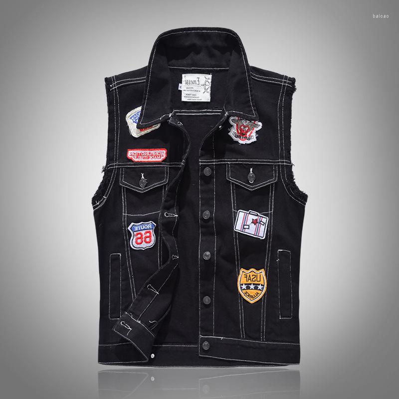 

Men's Vests 2022 Mens Sleeveless Jeans Jacket Oversize 5XL White Black Denim Vest Cowboy Waistcoat