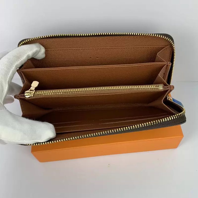

Fashion women clutch wallet pu leather wallet single zipper wallets lady ladies long classical purse with orange box card 60017, Embossed black