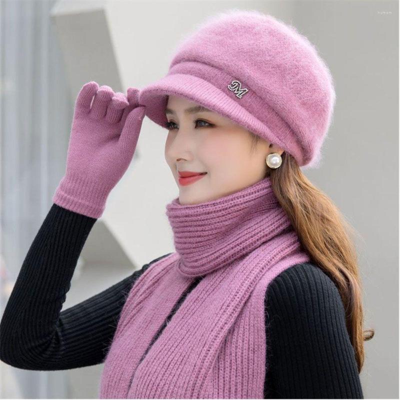 

Berets Keep Warm Mother Gift Fashion Scarf Gloves Hat Winter, Black