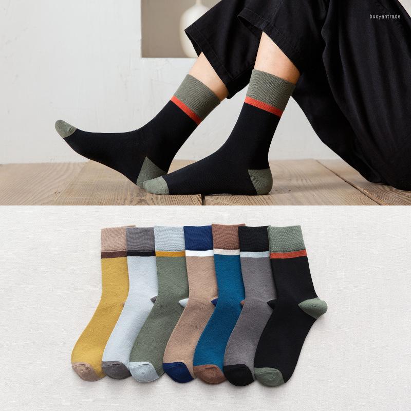 

Men's Socks Men's 2022 Spring And Autumn Retro Color In Tube Soft Cotton Classic Matching Reinforced, Black