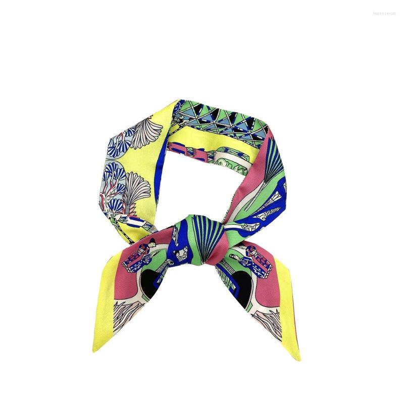 

Scarves Brand 95cm 5cm Animal Cattle Printed Bag Strap Small Silk Scarf Women Headband Long Accessories Ribbon