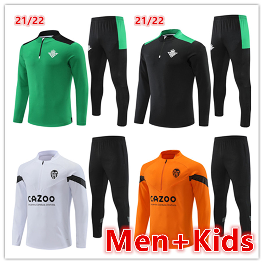 

21 22 23 Real Betis mens kids soccer tracksuit jerseys kit 2022 2023 Valencia men football jerseys training tracksuits jacket set chandal futbol survetement foot