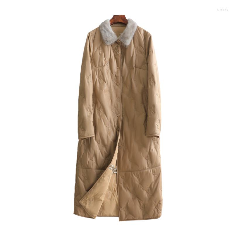 

Women's Leather Lady Genuine Sheepskin Suede Coat Down Lining Collar Autumn Winter Women Suit Outerwear Plus Size LF21110KQN, Black