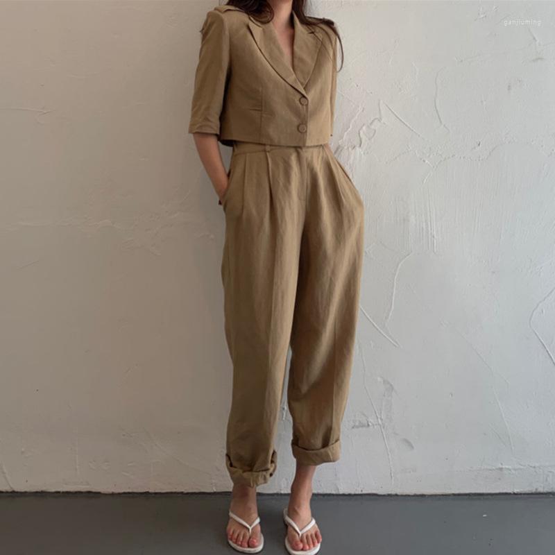 

Women' Two Piece Pants Autumn Special 2 Pieces Set Short Jacket Blazer High Waist Women, Black