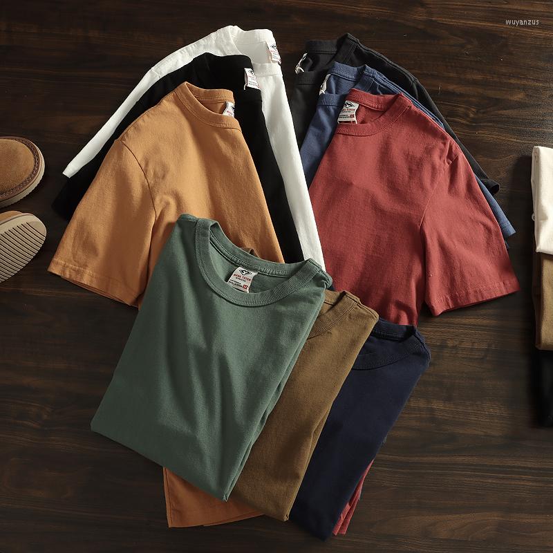 

Men's T Shirts American Heavyweight 13 Colors Optional 240g Cotton Retro Short-sleeved Three-pin Craft Solid Color Version Fashion T-shirt, White