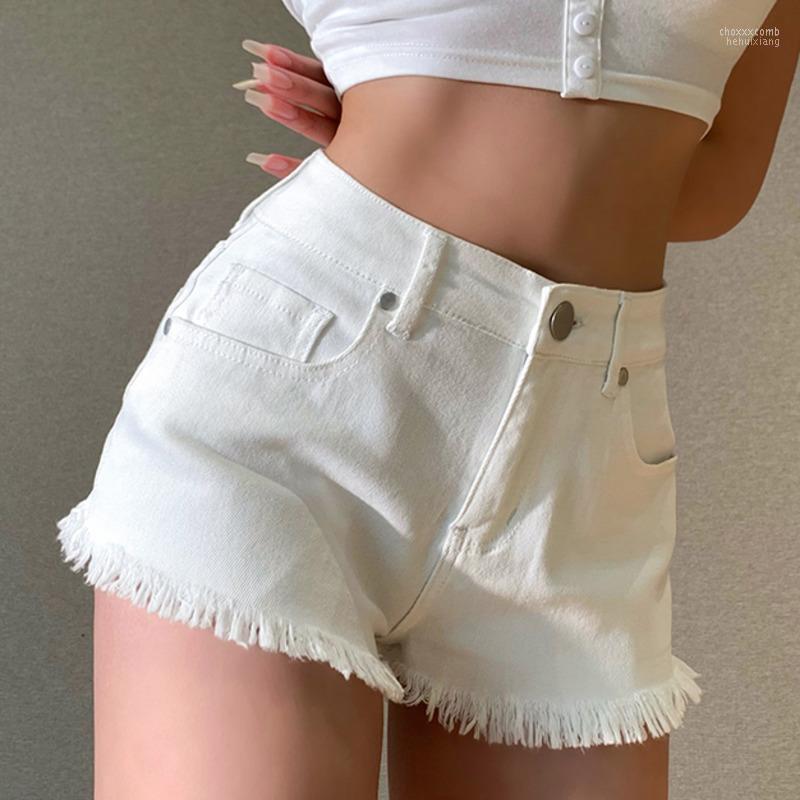 

Women' Jeans Women' Kywommnz Fringed Fringe High Waist Denim Shorts Women 2022 Summer Street Fashion Solid Color Casual Pants E3013, White