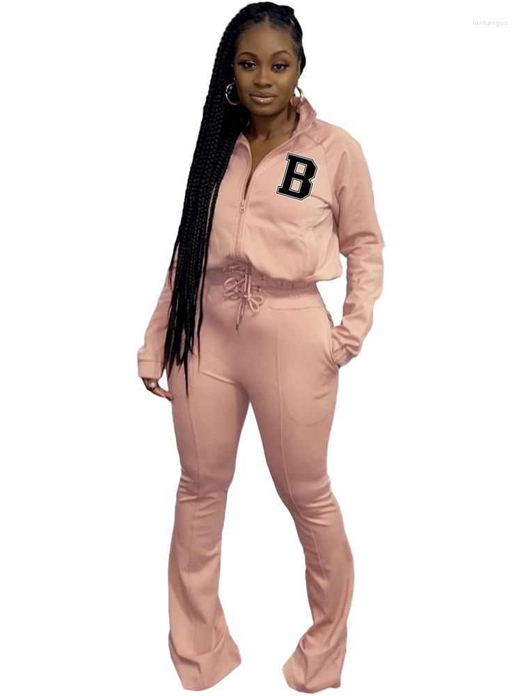 

Women's Two Piece Pants Tracksuit Set Women Zipper Tops And High Waist Pant Suits Sets Spring Autumn Letter Print Fashion Casual Outfits, Green