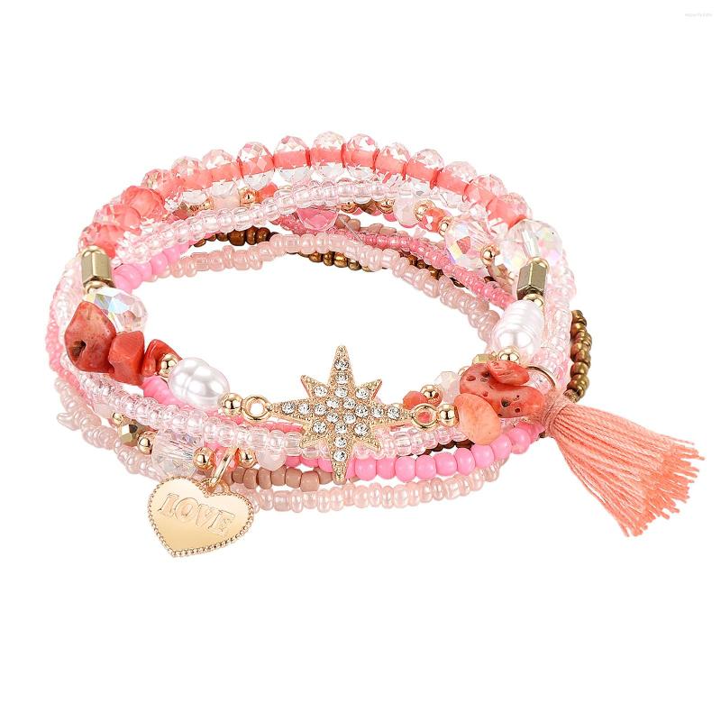 

Strand Boho Bracelets Girls Wrist Accessories 8 Layers Stacked Matching Birthday Gift Women's Wrap NOV99