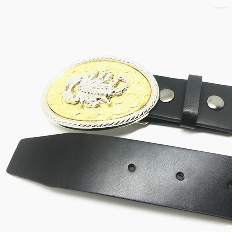 

Belts Western Cowboy Personality Casual Domineering Gold Scorpion Belt Buckle Zinc Alloy PU Leather Men And Women Accessor