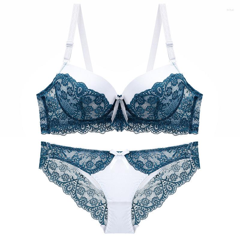 

Bras Sets Sexy Lace Women's Lingerie Bra Brief Bralette Underwear For Women Push Up Set BANNIROU, White