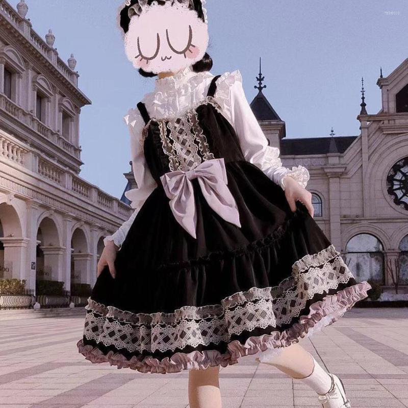 

Casual Dresses Suspender Elegant Lace Patchwork Bow Ball Gown Fairy Lolita Dress JSK Cake Summer Sleeveles Sweet Princesses