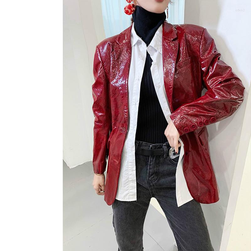 

Women' Leather Natural Genuine Jacket Women Spring Autumn Vintage Real Windbreaker Female Korean Fashion Sheepskin Coat 35, Red