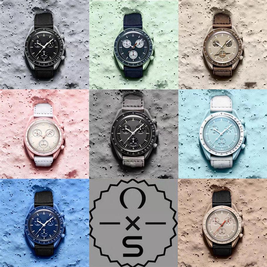 

Bioceramic Planet Moon Mens Watches Full Function Quarz Chronograph Watch Mission To Mercury 42mm Nylon Luxury Watch Limited Edition Ma304o, Watch box