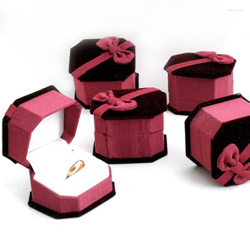 

Jewelry Pouches 10pcs 6.5x4.5cm Red Velvet Paper Ring Earring Box Wedding For Earrings Display Gift Holder Porte