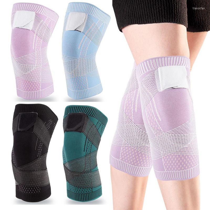 

Knee Pads Breathable Compression Support Sleeve Protector Elastic Kneepad Brace Spring Volleyball Running Silicone Pad, 1 pair blue-one size