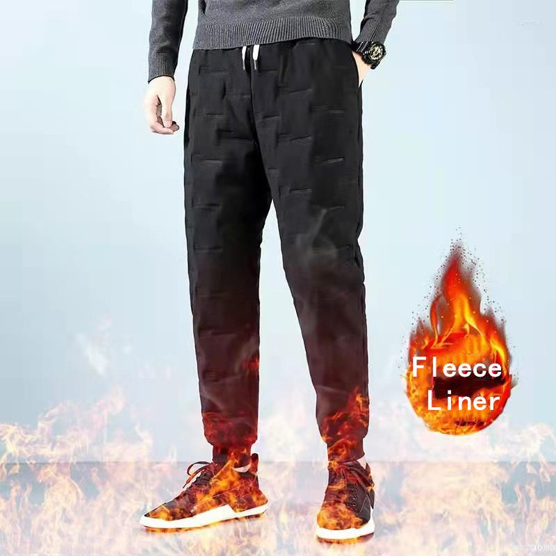 

Men's Pants Men Winter Warm Thicken Sweatpants Mens Fleece Joggers Casual Cargo Pencil Male Windproof Thermal Trousers Plus Size, Black a