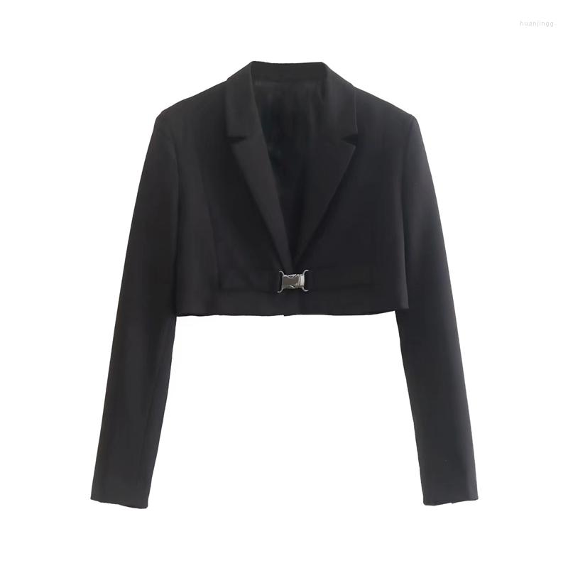 

Women's Suits 2022 Women's Autumn Temperament Slim Lapel Long Sleeves With Belt Casual Short Suit Jacket, Black