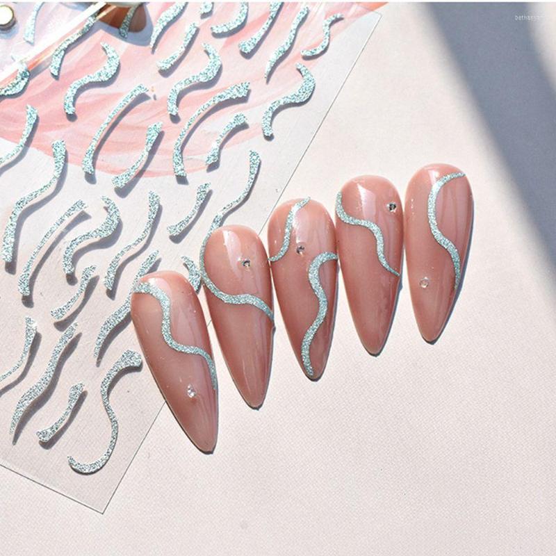 

Nail Stickers Design Manicure Stripe Nails Decals Art Sticker 3D French Line DIY Decoration, -2