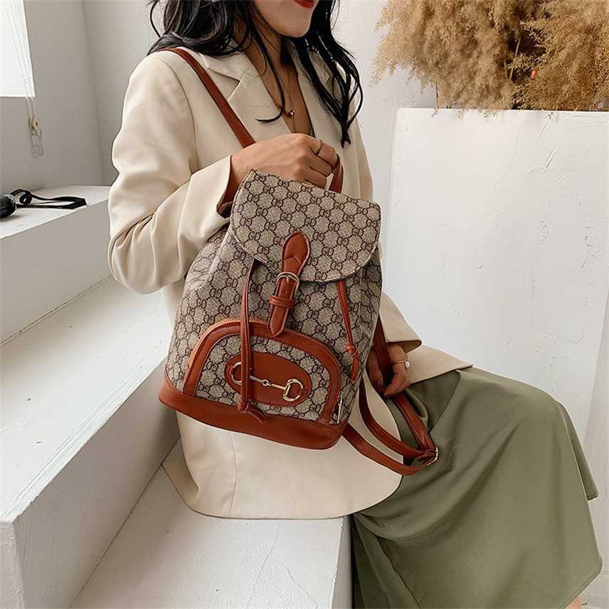 

Double shoulder bag women's new fashion versatile sling single Shoulder Messenger Bag Travel Backpack handbags sale, Brown