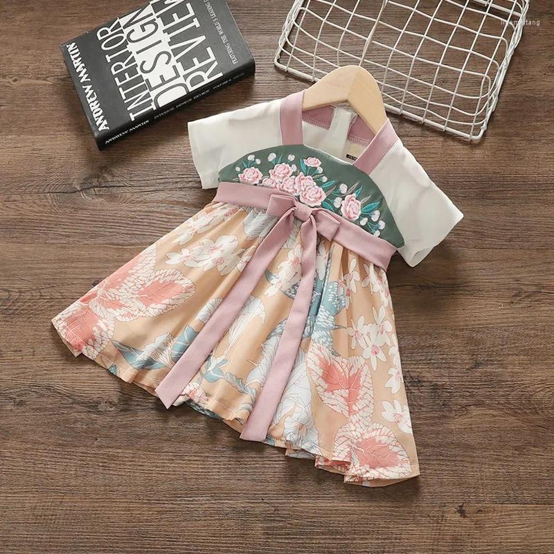 

Girl Dresses Hanfu Baby Girl's Dress Summer Clothes Children's Chinese Style Little Girls Short-sleeved Chiffon