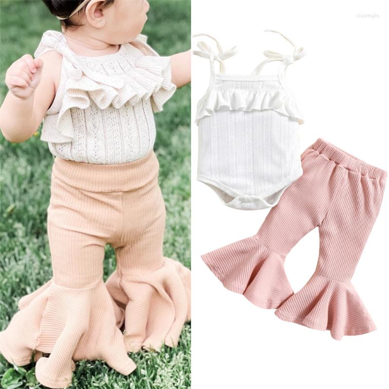 

Clothing Sets Born Girl Clothes Set Summer Baby Toddler Outfits Bodysuit Ribbed Flare Pants Infant Kids, Picture shown