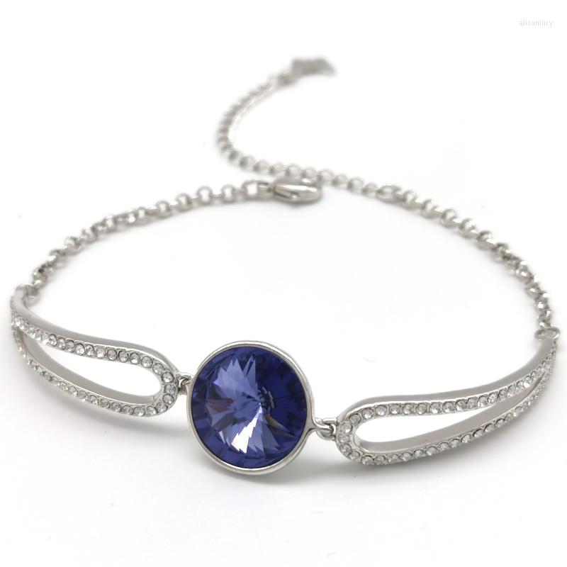 

Charm Bracelets 11.11 Top Luxury Jewelry Brands Womens Bangle Bracelet Made With Colorful Austrian Crystal Round Design Girls Gift