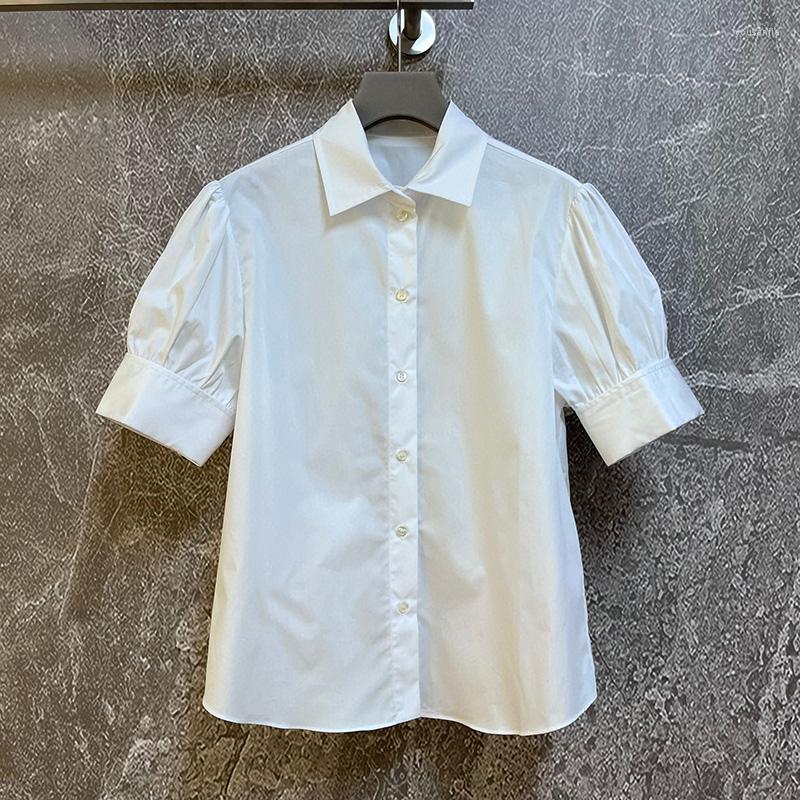 

Women' Blouses Shirts Women Fashion White Loose 2022 Spring Vintage Short Sleeve Button-up Female Patchwork Clothes, Picture shown