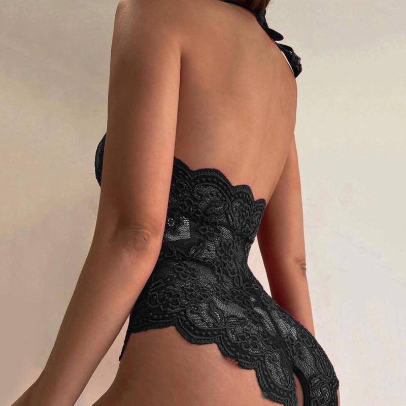 

Bras Sets Women Fashion Lingerie Roleplay Sexy Costumes Red Plaid Lace, Black