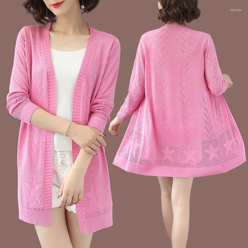 

Women' Blouses Women 2022 Spring Summer Sunscreen Shirts Female Thin Knitted Cardigan Tops Ladies Loose Solid Color L63, Pink