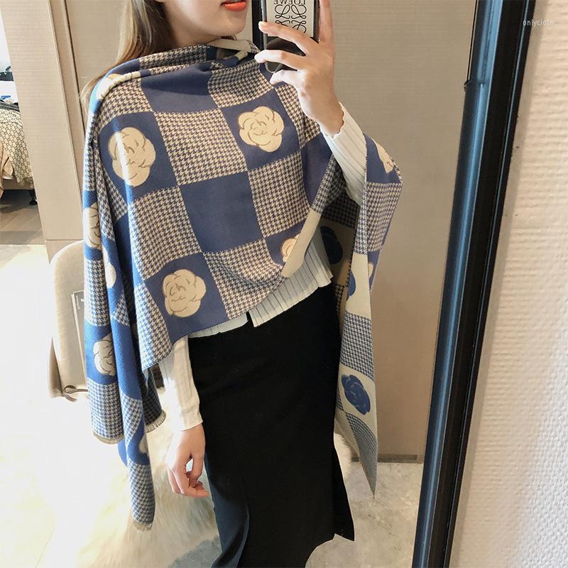 

Scarves Autunm And Winter Imitation Cashmere Scarf Female Floral Design Long Shawl Outdoor Neck Keep Warm Soft Women 180 65cm