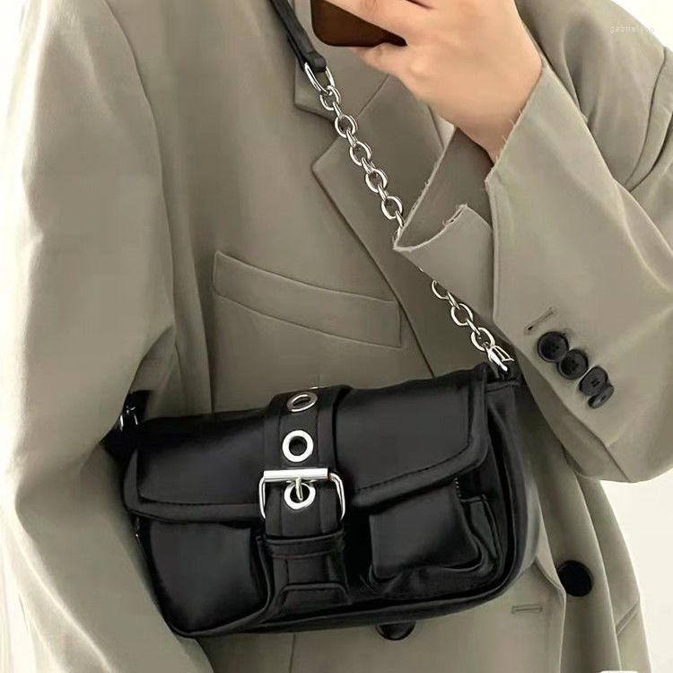 

Evening Bags Vintage Women's Square Underarm Bag Fashion Female High-quality PU Leather Small Shoulder Chain Purse Handbags, White