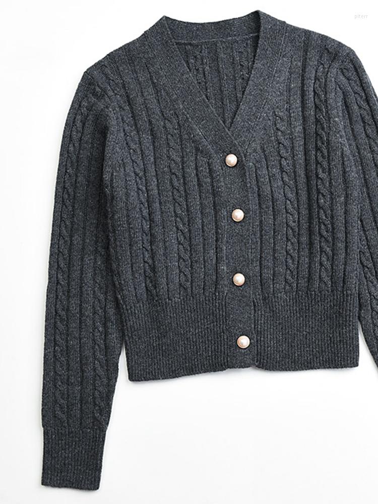 

Women' Knits Women Sweater 2022 Autumn Vintage Twist Knit Cardigan, Black