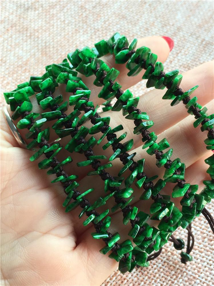 

Chains Natural Jade A Goods Spicy Green Hand-woven Bracelet Aged Safe Eb2992#