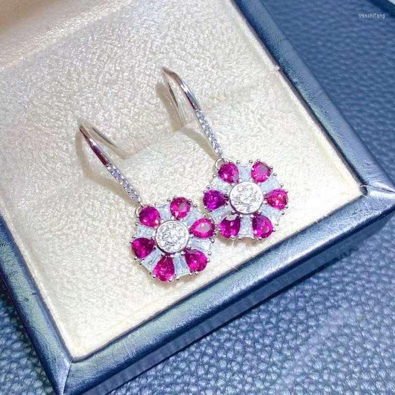 

Dangle Earrings Luxury Style Natural Garnet Drop 925 Sterling Silver For Women Fine Jewelry 3 4mm