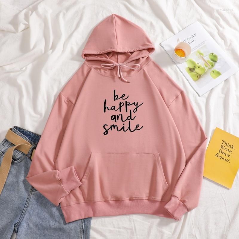 

Women' Hoodies Women' & Sweatshirts 2022 Be Happy And Smile Letter Print Women Cotton Long Sleeve Casual Plus Size Drawcord Drop, Red