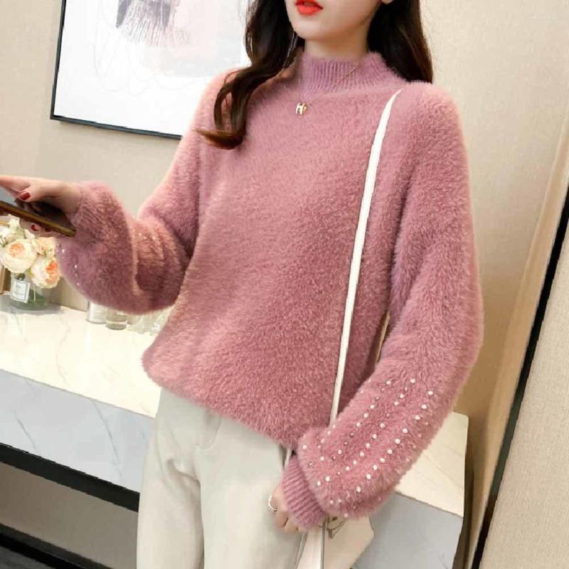 

Women' Sweaters 2022 Women' Pullover Female Autumn Winter Plus Cashmere Sweater Imitation Mink Velvet Long-sleeved Top Pullovers, Pink