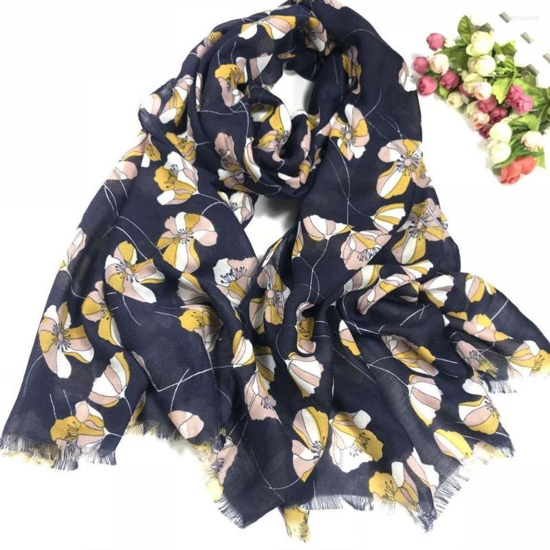 

Scarves Fashion Women Cotton Floral Print Fringe Scarf Shawls Long Beautiful Flower Wraps Headband Hijab Muffler 2022