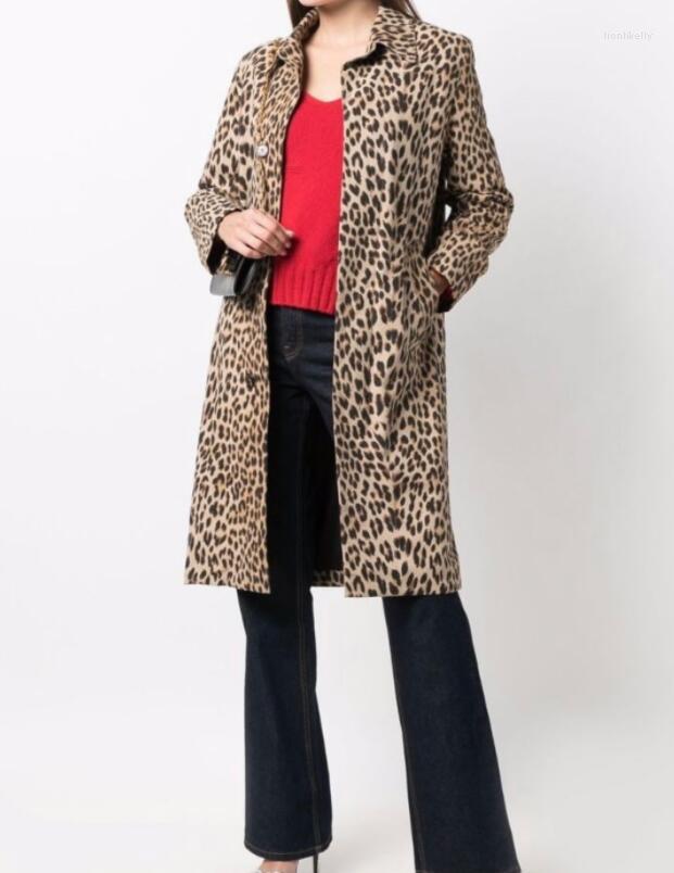 

Women's Trench Coats Woman Leopard Print Coat Single Breasted WITH Pockets Long Sleeves Fashion 2022FW, Picture shown