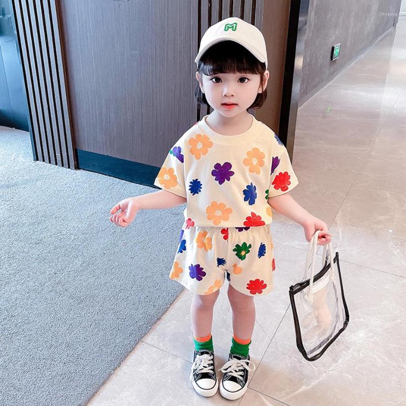 

Clothing Sets Girls Summer Clothes Tshirt Short Floral Pattern Kids Toddler, 06j6920-2
