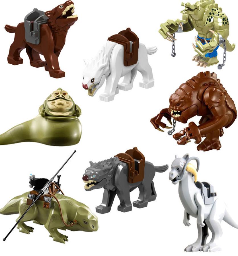 

Action Figures Space Wars tauntaun wolf Dewback Rancor Jabba Big Size Building blocks movie figures educational Toys for Kids K7166127525